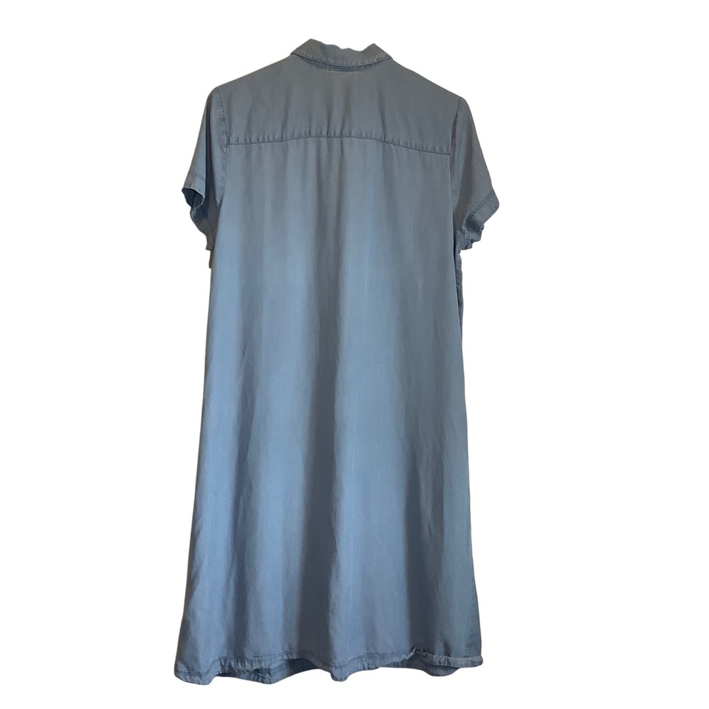 J. Jill Denim Tencel Lyocell Shirt Dress Blue Short Sleeve Button Front M Tall - Picture 6 of 16